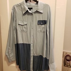 Soft two tone denim blouse